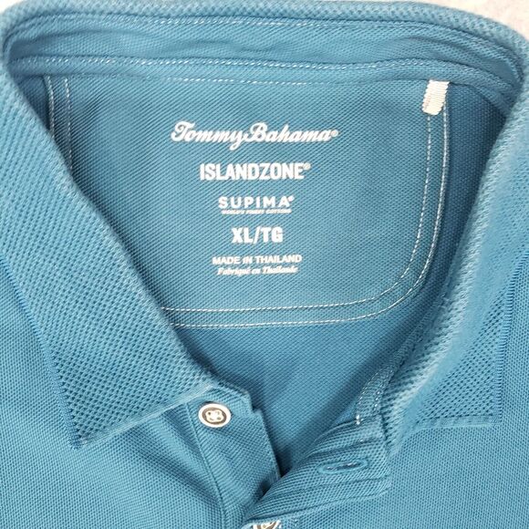 Tommy Bahama Island Zone‎ Supima Cotton Polo Shirt Mens XL Blue Hawaiian Aloha - Picture 3 of 6